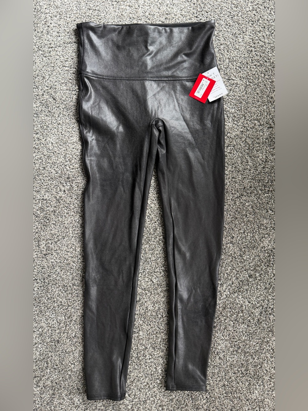SPANX black faux leather leggings in a L #leather #activewear